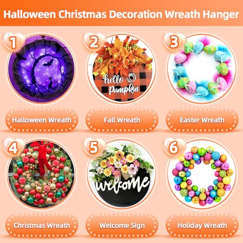 20 Pack Heavy Duty Wreath Hangers for Front Door - Clear Over-the-Door Hooks for Holiday & Home Decor