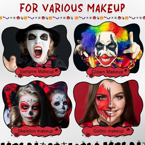 Halloween Joker Face & Body Paint Kit - White Black Red Clown Makeup Set