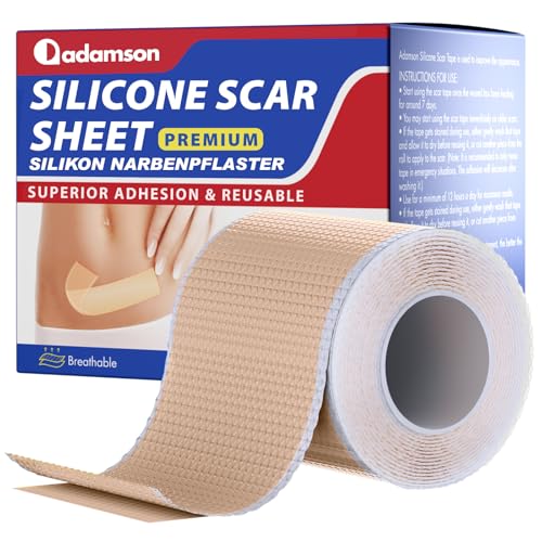 Silicone Scar Tape for Surgical & Keloid Scars, Reusable 1.6x60 Inch Roll