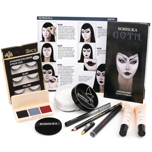 Goth SFX Makeup Kit - Complete Halloween Goth Makeup Set with White Foundation & Dark Eyeshadow - Variation: Goth SFX Makeup Kit