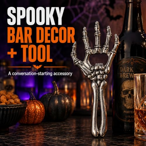 Sarcidery Skeleton Hand Beer Bottle Opener - Silver Gothic Bar Tool