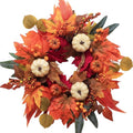 Fall Door Wreath 21 Inch Autumn Decorations with Maple Leaves Pumpkin Berries