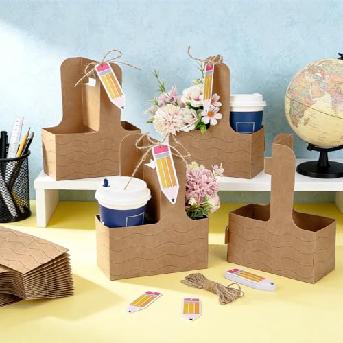 36 Pack Teacher Appreciation Drink Carrier - 2 Cup Disposable Paperboard Holder