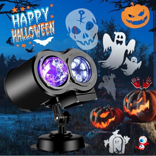 Halloween Projector Light with 4 Patterns - Waterproof Holiday LED Projection with 19 HD Slides