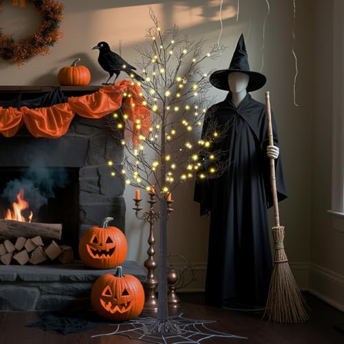 Lightshare 6FT Lighted Willow Tree with Warm White LED Lights - Black Variation