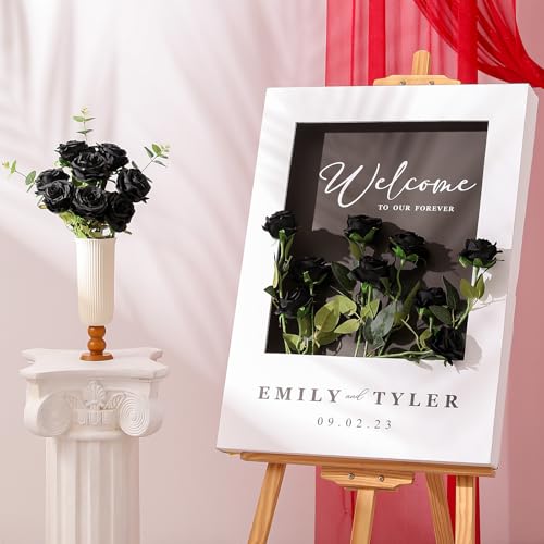 Black Artificial Silk Roses Set of 50 – Realistic Long Stem Flowers for Weddings & Decor