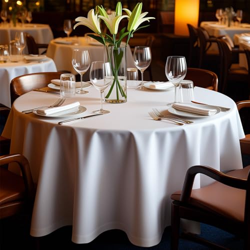 12 Pack Premium White Plastic Round Tablecloths 120 Inch Disposable Party Cover - Variation: White-120in / 12pc