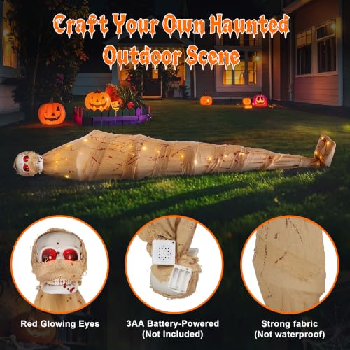 Yellow 70in Voice-Activated Shaking Corpse Halloween Decoration