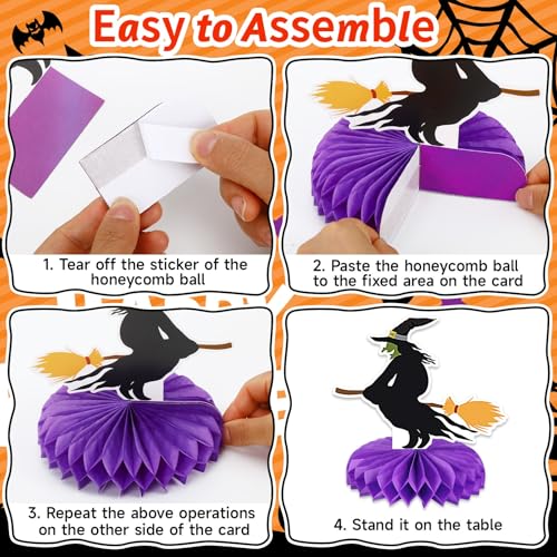 Black Halloween Table Decorations 10Pcs Spooky Honeycomb Centerpieces - Festive Party Decor