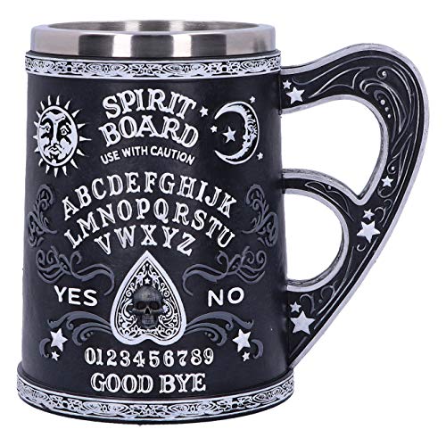Spirit Board Tankard Mug with Stainless Steel Insert - Black & White Resin