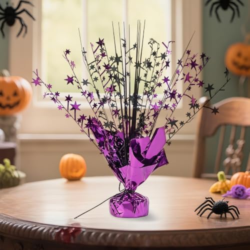 20 Pack Metallic Foil Star Centerpieces for Party Decorations - Black & Purple