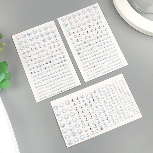 Self-Adhesive Face Gems Pearls for Makeup Halloween Rave Accessories 21 Laser Clear