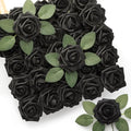 Black Artificial Roses - 50 Pcs Fake Foam Roses for Wedding & Party Decor - Gothic Halloween Centerpieces & DIY Bouquets