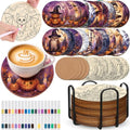 Halloween Wooden Coaster Painting Kit - 77 Pieces for Craft & Decor