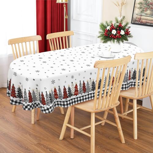 Roszwtit Christmas Tree Oval Tablecloth 60x120 Inches - Holiday Home Decor - Variation 03