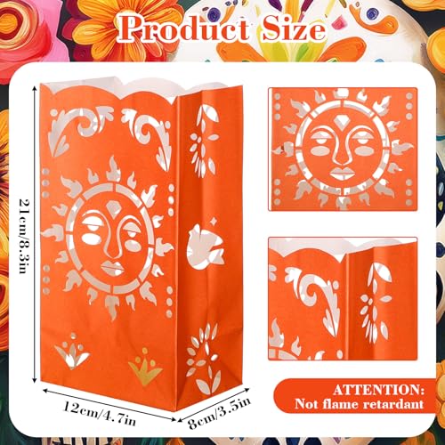 50 Pack Dia de Los Muertos Luminary Bags for Halloween Party Decorations