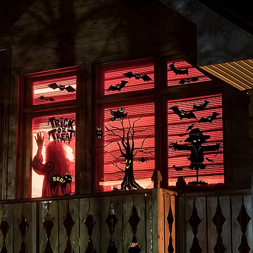 Halloween Window Clings Decor - 6 Sheets Reusable Spooky Stickers for Indoor Party Decorations