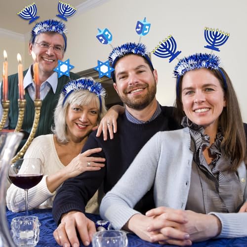 12 Pcs Hanukkah Headband Boppers - Star, Dreidel & Menorah Festive Accessories