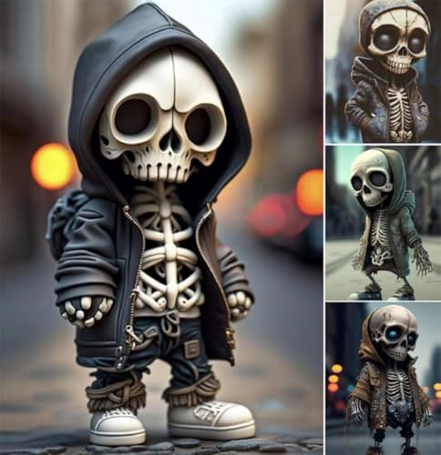 4pcs Skeleton Decor Set - Halloween Garden Gnome Skeleton Figurines Indoor Outdoor