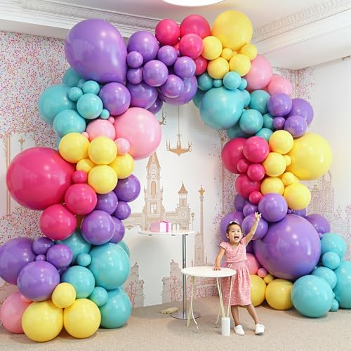 Purple Blue Pink Balloon Garland Arch Kit - 412pcs, 5-18 Inch Variations