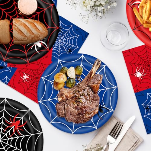 Multicolor 40pcs Spider Web Party Supplies Set - Includes Plates & Napkins