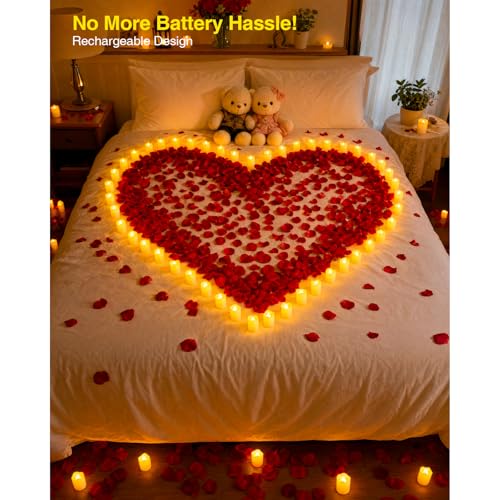 Rechargeable Flameless Votive Candles with Remote & Timer - 12 Pack