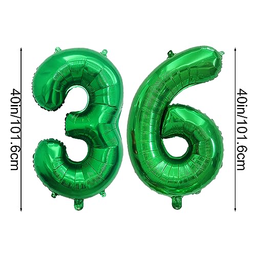 40 Inch Number Foil Balloon for 36th Birthday Party Decoration - Dark Green