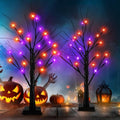 2FT Halloween Lighted Tree Set - Indoor Spooky Decor with 48 LEDs & Timer