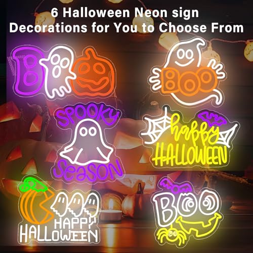 Halloween Neon Sign Dimmable Pumpkin Ghost Neon Window Lights - PumpkinEatingGhost