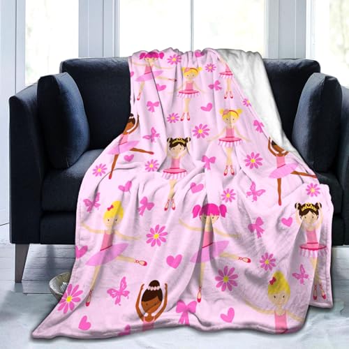 Big 80x60 Inch Girl Ballerina Blanket for Adults Super Soft Flannel Throw - Color 1