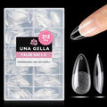Almond Gel Nail Tips Set - Medium, 312pcs, Half Matte Finish, Variation A2
