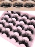 10 Pairs 3D Faux Mink Fluffy Wispy False Eyelashes - Dramatic Cat Eye, 25MM, Variation C012