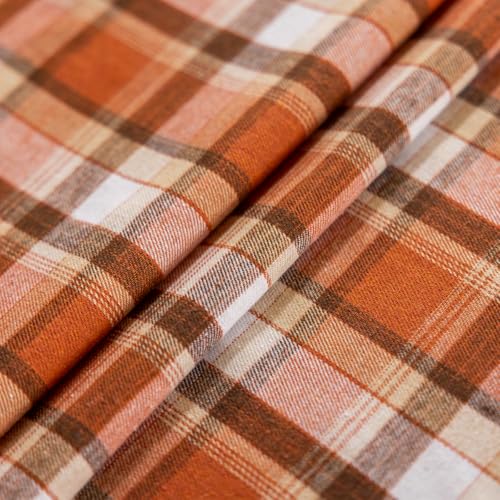 Joyfol Day Rust Tartan Table Runner 13x108 Inch Fall & Halloween Decor - Washable & Scratch-Proof
