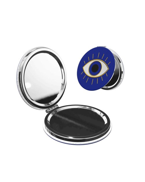 KWSAAHU Double-Sided Pocket Compact Mini Makeup Mirrors 1x, 2X Magnifying Mirror Portable Foldable Round Small Purse Mirror Suitable Daily Travel Party for Woman Man - Evil Eyes