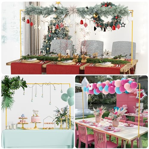 Gold Over The Table Rod Stand with Clamps - Adjustable Table Arch for Events