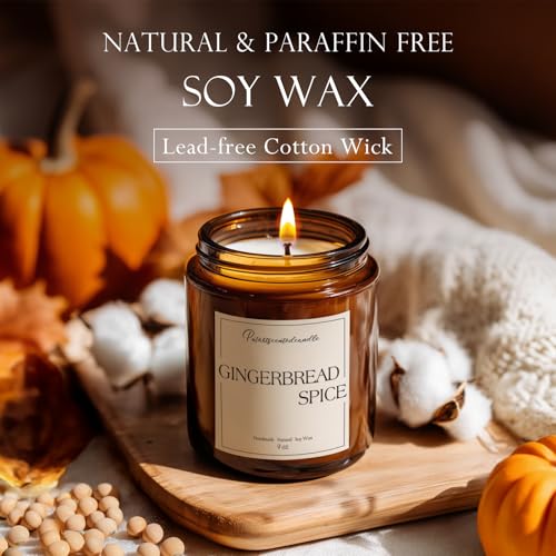 Gingerbread Spice Candle - 9oz Scented Soy Candle for Home Aromatherapy - Putart