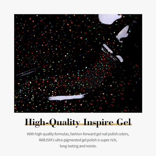 Gel Nail Polish Black Glitter Chunky Iridescent Rainbow Sparkle - RAR736 15ml