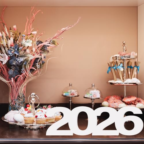 2026 Graduation Sign - White Number Decor for Party & Table Centerpiece