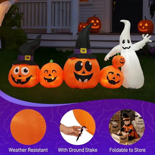Halloween Inflatable Pumpkin Ghost Yard Decor - 8FT - Trygoal
