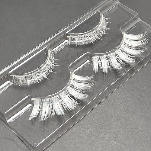 White Reusable False Eyelashes Anime Eye Makeup Accessory - 2 Pairs