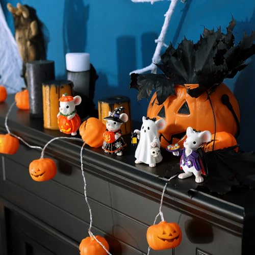 Halloween Mouse Figurines Set - 4 Cute Spooky Table Decorations - Halloween Decor