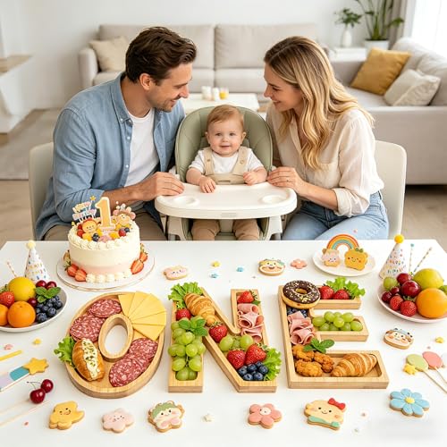 One Letters Charcuterie Board Set - Wooden Food Trays for Celebrations - Variation of THIS listing