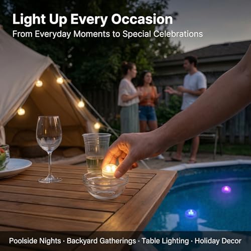 Waterproof RGB Submersible LED Lights with Remote for Pool Fountain Vase