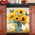 Mason Jar Sunflower Dishwasher Magnet Cover - 23 x 26 Inch Kitchen Decor