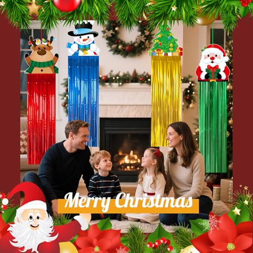 Outdoor Christmas Hanging Decorations Set - Santa, Snowman, Elf & More - 8 Pcs
