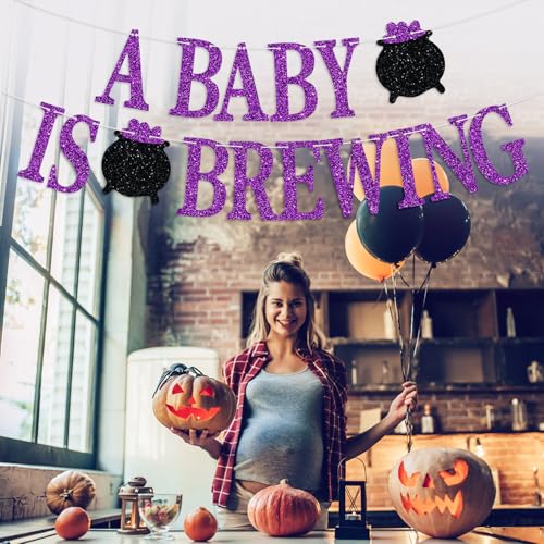 Baby Shower Banner A Baby Is Brewing Halloween Gender Reveal Decorations