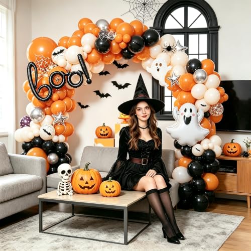 Halloween Balloon Arch Kit with Ghost and Boo Balloons - Spooky Party Decorations
