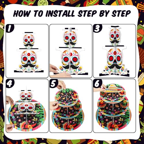3-Tier Day of the Dead Cake Stand for Mexican Fiesta Decor