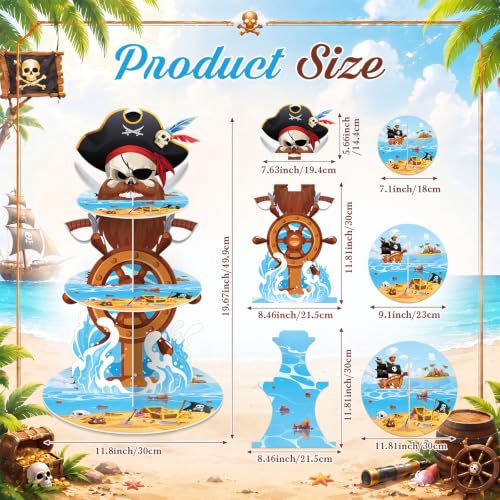 Pirate Cupcake Stand - 3 Tier Party Decor for Birthday & Halloween - Variation: Pirate