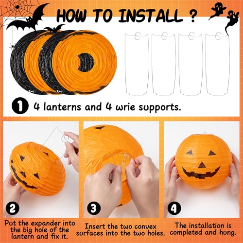 Halloween Decorations Indoor Set with Paper Lanterns Bat Stickers Banner & Mantel Scarf